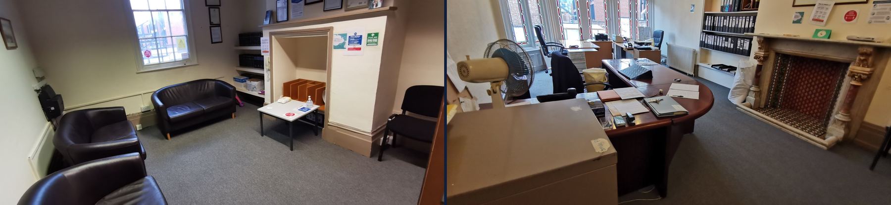 Reception area and private office within a solicitors' firm in Leicester